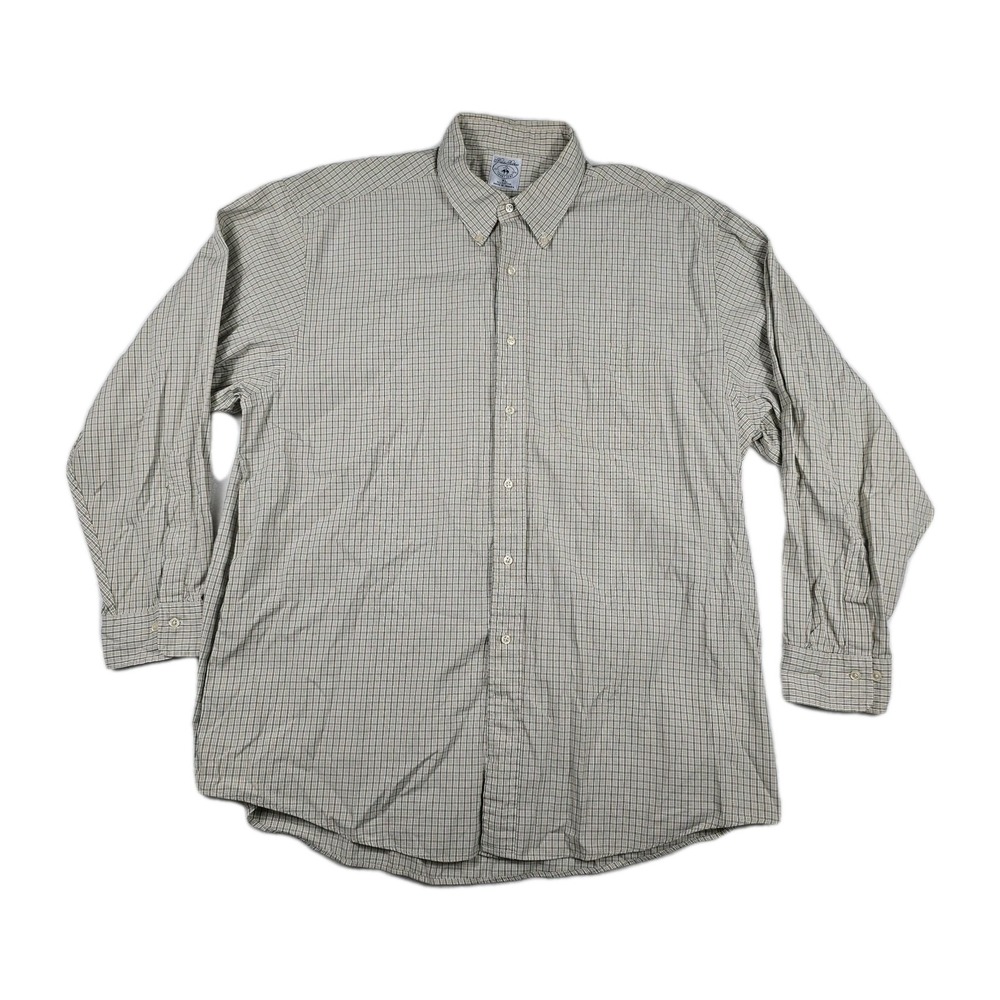 Brooks Brothers Sport Shirt Men's Size XL Green Tan Button Down Plaid